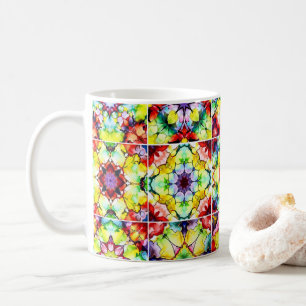 Mediterranean Tiles, Alcohol Ink Tiles, Majolica Coffee Mug