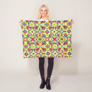 Mediterranean Tiles, Alcohol Ink Tiles, Majolica Fleece Blanket
