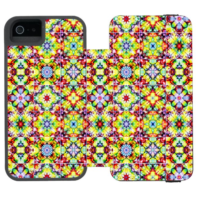 Mediterranean Tiles, Alcohol Ink Tiles, Majolica Incipio iPhone Wallet Case (Folio Open)