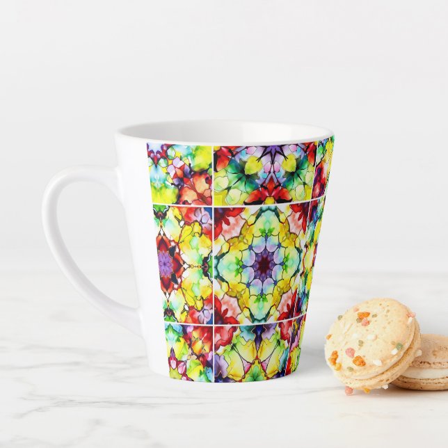 Mediterranean Tiles, Alcohol Ink Tiles, Majolica Latte Mug (In Situ)