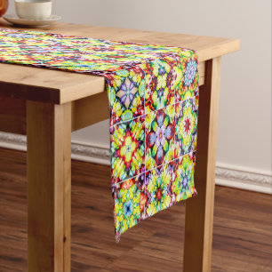 Mediterranean Tiles, Alcohol Ink Tiles, Majolica Short Table Runner