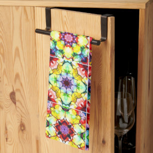 Mediterranean Tiles, Alcohol Ink Tiles, Majolica Tea Towel