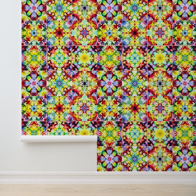 Mediterranean Tiles, Alcohol Ink Tiles, Majolica Wallpaper (Application)