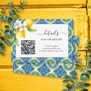 Mediterranean tiles and lemons details wedding enclosure card