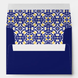 Mediterranean Tiles Blue & Yellow Pattern Envelope