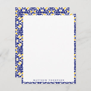 Mediterranean Tiles Blue & Yellow Pattern Name Card