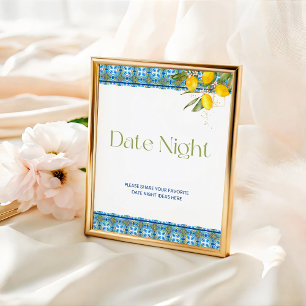 Mediterranean Tiles Date Night Bridal Shower Poster