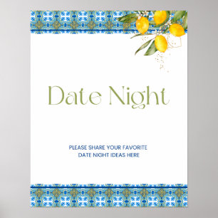 Mediterranean Tiles Date Night Bridal Shower Poster
