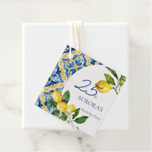 Mediterranean Tiles Lemon 25th Birthday Favour Tags