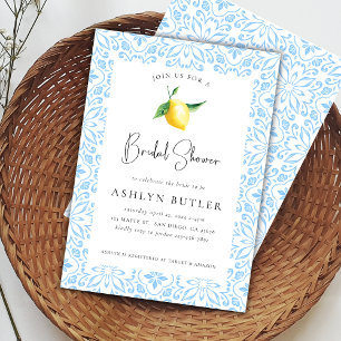 Mediterranean Tiles Lemon Bridal Shower Invitation