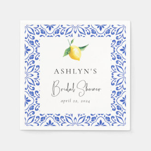 Mediterranean Tiles Lemon Bridal Shower Napkins