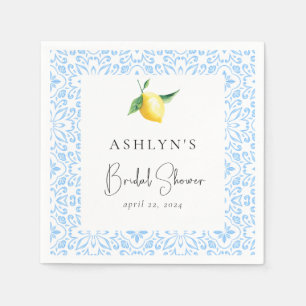 Mediterranean Tiles Lemon Bridal Shower Napkins