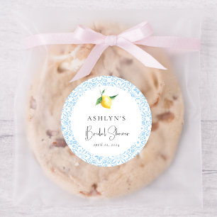 Mediterranean Tiles Lemon Bridal Shower Sticker