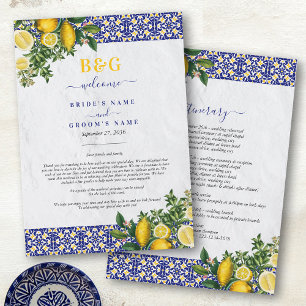Mediterranean Tiles Lemon Wedding Itinerary  Programme
