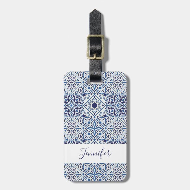 Mediterranean tiles luggage tag (Front Vertical)