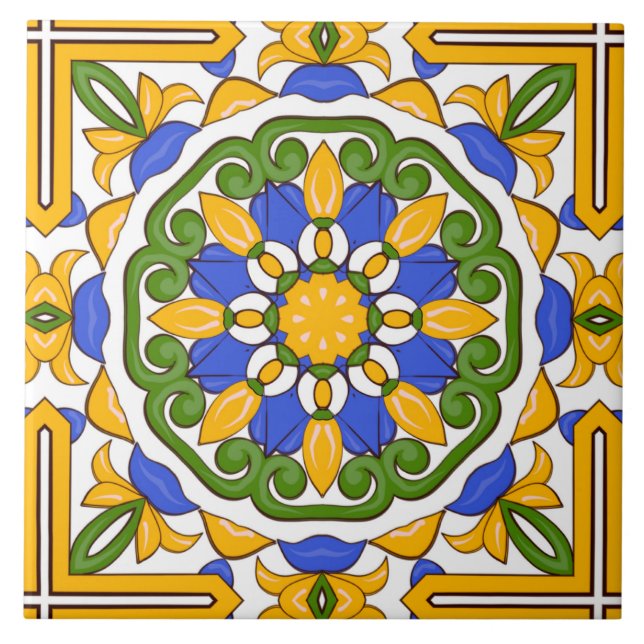 Mediterranean tiles,majolica,Sicilian,Ceramic Tile (Front)