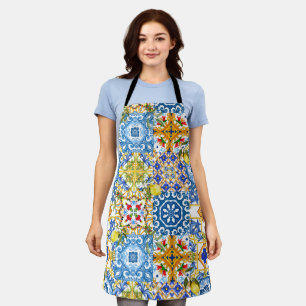 Mediterranean tiles, majolica,Sicilian style      Apron