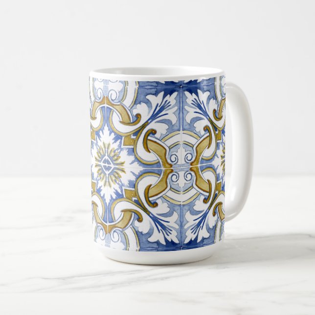Mediterranean tiles, majolica,Sicilian style     Coffee Mug (Front Right)