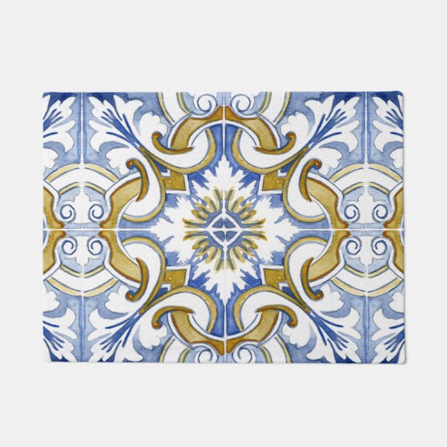 Mediterranean tiles, majolica, Sicilian style     Doormat (Front)