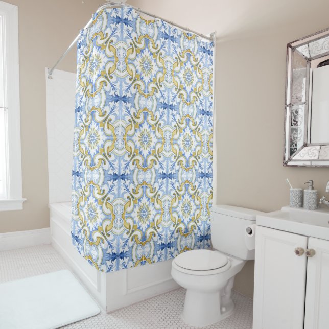 Mediterranean tiles, majolica,Sicilian style     Shower Curtain (In Situ)
