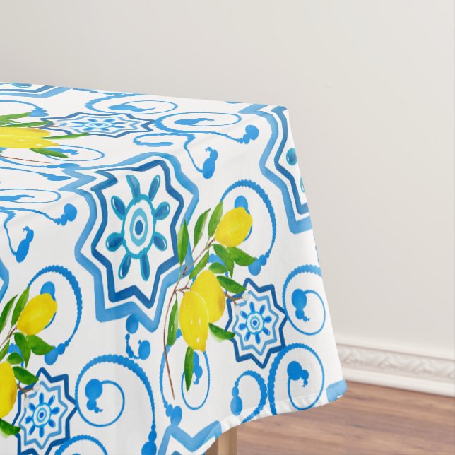 Mediterranean tiles,majolica, Sicilian style     Tablecloth (In Situ)