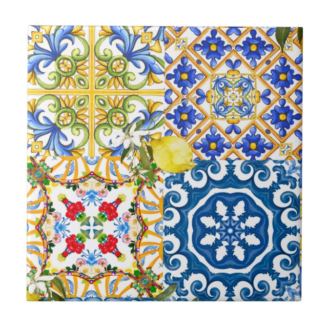 Mediterranean tiles, majolica,Sicilian style      Tile (Front)