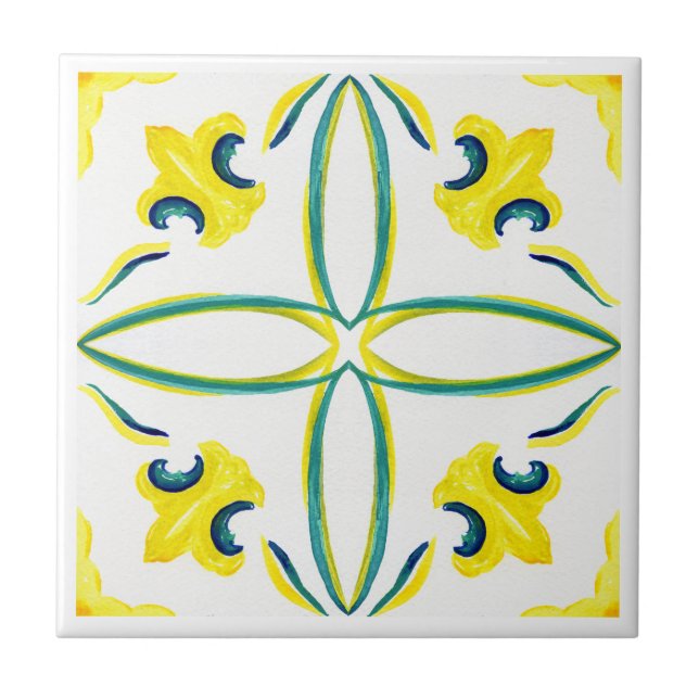 Mediterranean tiles,majolica, Sicilian style   Tile (Front)