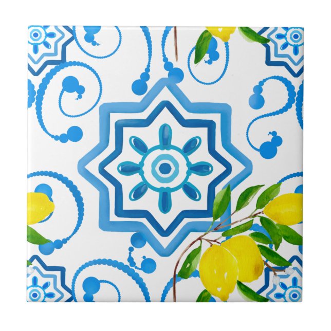 Mediterranean tiles,majolica, Sicilian style      Tile (Front)