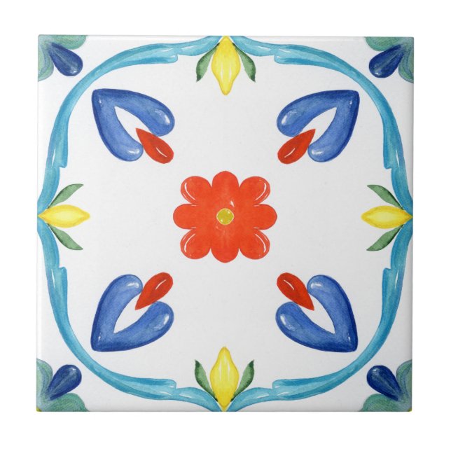 Mediterranean tiles,majolica, Sicilian style   Tile (Front)