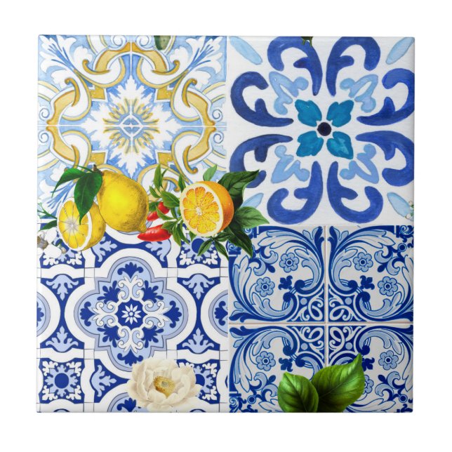 Mediterranean tiles, majolica,Sicilian style     Tile (Front)