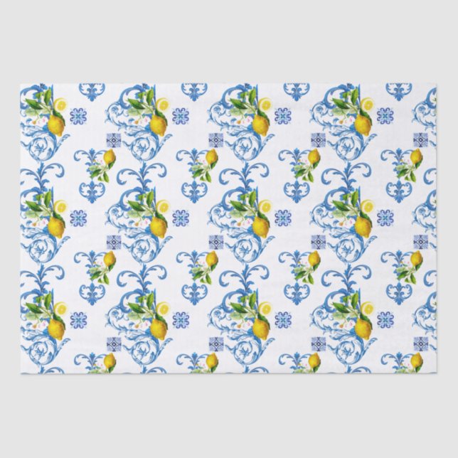 Mediterranean tiles, majolica,Sicilian style      Tissue Paper (Front)