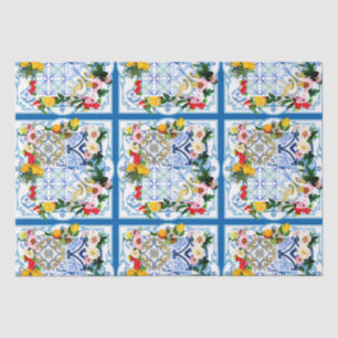Mediterranean tiles, majolica,Sicilian style     Tissue Paper