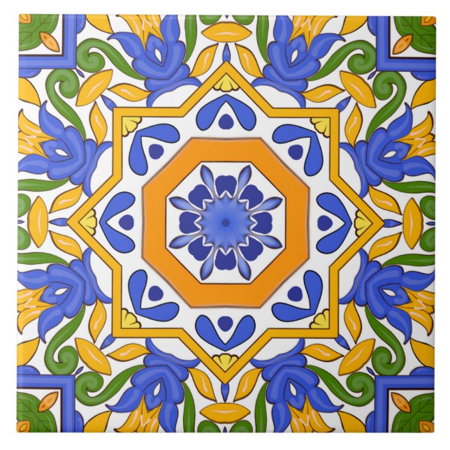 Mediterranean tiles,majolica,Sicilian, Tile (Front)