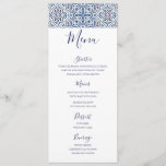 Mediterranean tiles Menu card<br><div class="desc">Modern Menu card with beautiful blue tiles. It is part of our Mediterranean tiles collection.</div>