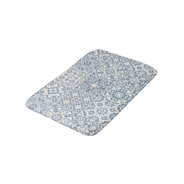 Mediterranean Tiles, Moroccan, Majolica, Azulejo Bath Mat (Angled)