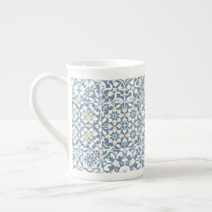 Mediterranean Tiles, Moroccan, Majolica, Azulejo Bone China Mug