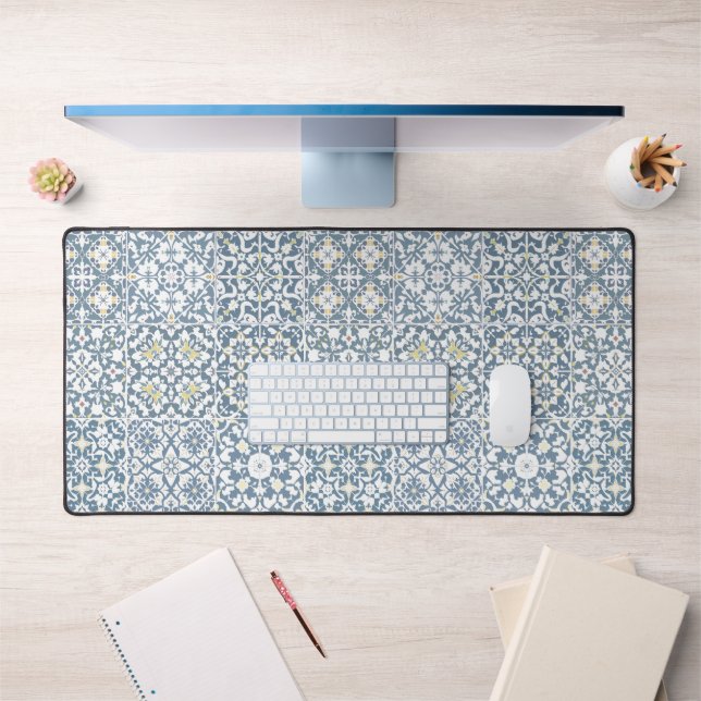 Mediterranean Tiles, Moroccan, Majolica, Azulejo Desk Mat (Office 1)
