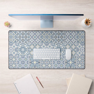 Mediterranean Tiles, Moroccan, Majolica, Azulejo Desk Mat