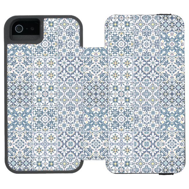 Mediterranean Tiles, Moroccan, Majolica, Azulejo Incipio iPhone Wallet Case (Folio Open)