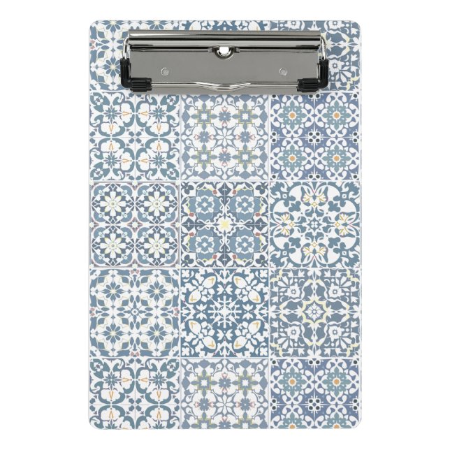 Mediterranean Tiles, Moroccan, Majolica, Azulejo Mini Clipboard (Front)
