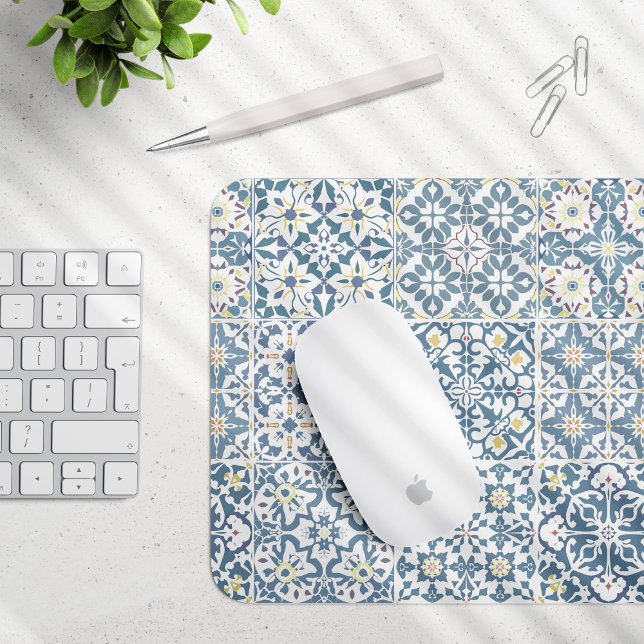 Mediterranean Tiles, Moroccan, Majolica, Azulejo Mouse Mat (Creator Uploaded)