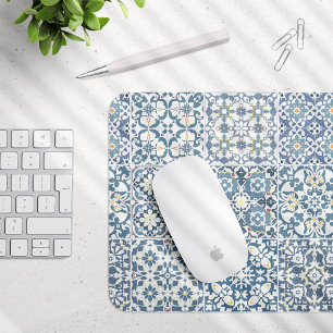 Mediterranean Tiles, Moroccan, Majolica, Azulejo Mouse Mat