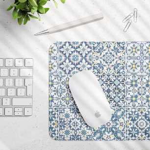Mediterranean Tiles, Moroccan, Majolica, Azulejo Mouse Mat