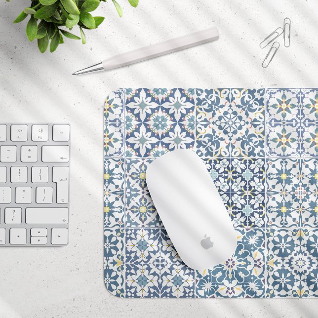 Mediterranean Tiles, Moroccan, Majolica, Azulejo Mouse Mat (Creator Uploaded)