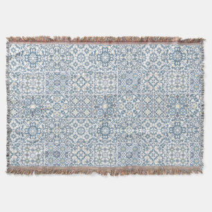 Mediterranean Tiles, Moroccan, Majolica, Azulejo Throw Blanket
