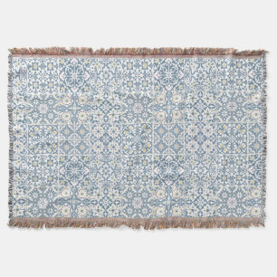 Mediterranean Tiles, Moroccan, Majolica, Azulejo Throw Blanket