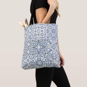 Mediterranean Tiles, Moroccan, Majolica, Azulejo Tote Bag