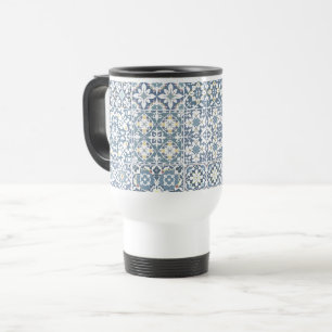 Mediterranean Tiles, Moroccan, Majolica, Azulejo Travel Mug