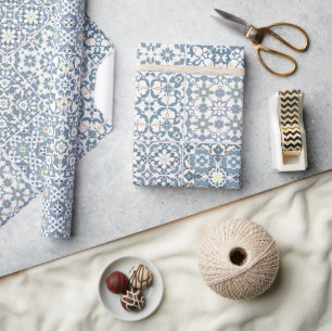 Mediterranean Tiles, Moroccan, Majolica, Azulejo Wrapping Paper