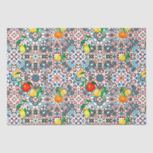 Mediterranean tiles,mosaic,lemon,summer art tissue paper